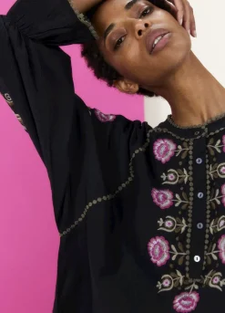 Summum Woman Blouse Met Gebloemd Borduurwerk|Vrouwen Blouses