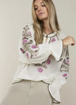 Summum Woman Blouse Met Gebloemd Borduurwerk|Vrouwen Blouses