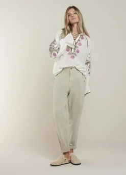 Summum Woman Blouse Met Gebloemd Borduurwerk|Vrouwen Blouses