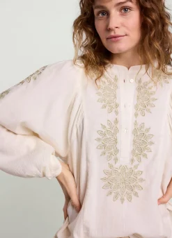 Summum Woman Blouse Met Gouden Borduursels|Vrouwen Blouses