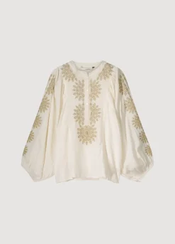 Summum Woman Blouse Met Gouden Borduursels|Vrouwen Blouses