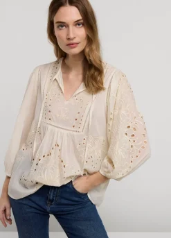 Summum Woman Broderie Anglaise Top|Vrouwen Blouses