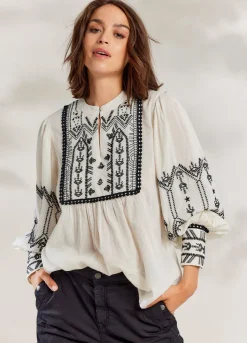 Summum Woman Contrast Top|Vrouwen Blouses