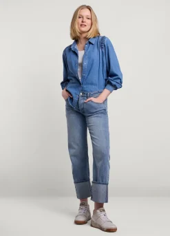 Summum Woman Denim Blouse Met Knoopjes|Vrouwen Blouses