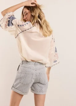 Summum Woman Denim Streepjesshort|Vrouwen Shorts