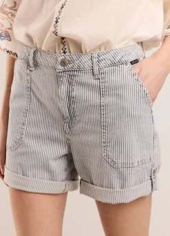 Summum Woman Denim Streepjesshort|Vrouwen Shorts
