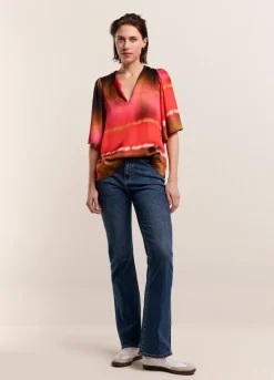 Summum Woman Faded Top Met Vlindermouw|Vrouwen Tops & T-Shirts