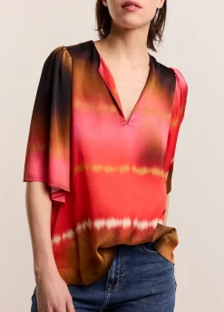 Summum Woman Faded Top Met Vlindermouw|Vrouwen Tops & T-Shirts