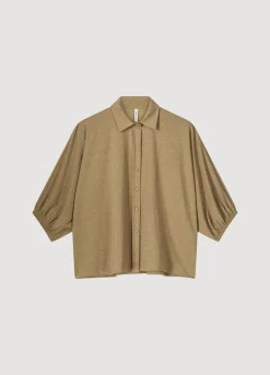 Summum Woman Glimmende Overhemdblouse|Vrouwen Blouses