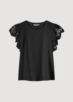 Summum Woman Jersey Top Met Kant|Vrouwen Tops & T-Shirts