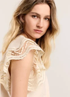 Summum Woman Jersey Top Met Kant|Vrouwen Tops & T-Shirts