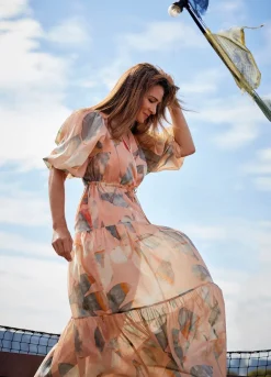 Summum Woman Lange Glinsterende Strokenjurk|Vrouwen Jurken