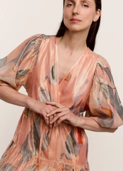 Summum Woman Lange Glinsterende Strokenjurk|Vrouwen Jurken