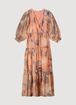 Summum Woman Lange Glinsterende Strokenjurk|Vrouwen Jurken