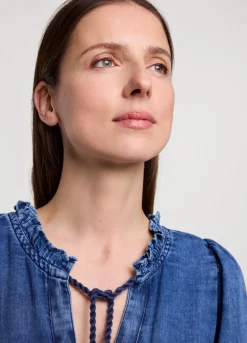 Summum Woman Lange Indigo Jurk|Vrouwen Jurken