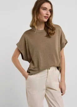 Summum Woman Lurex Boxy Truitje|Vrouwen Tops & T-Shirts