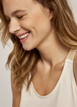 Summum Woman Luxury Basic Singlettop Met Gekruiste Schouderbanden|Vrouwen Tops & T-Shirts