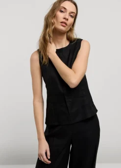 Summum Woman Mouwloze Top Linnenmix|Vrouwen Tops & T-Shirts