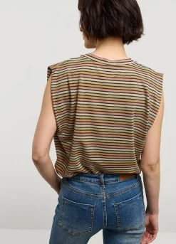 Summum Woman Mouwloze Top Met Streepjes|Vrouwen Tops & T-Shirts