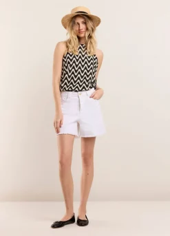 Summum Woman Off White Denim Short|Vrouwen Shorts