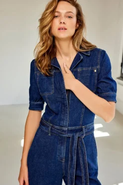 Summum Woman Slim Fit Denim Jumpsuit|Vrouwen Broeken & Jumpsuits