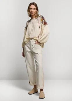 Summum Woman Top Kleurrijk Borduurwerk|Vrouwen Blouses