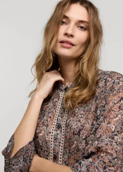 Summum Woman Transparante Blouse Bloemenprint|Vrouwen Blouses