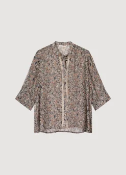 Summum Woman Transparante Blouse Bloemenprint|Vrouwen Blouses