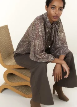 Summum Woman Transparante Blouse Met Strik|Vrouwen Blouses