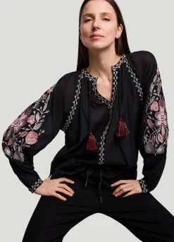 Summum Woman Voile Blouse Met Borduur|Vrouwen Blouses