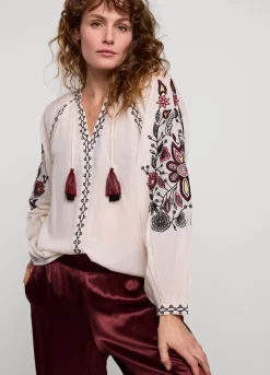 Summum Woman Voile Blouse Met Borduur|Vrouwen Blouses