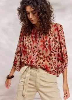 Summum Woman Wijduitlopende Blouse|Vrouwen Blouses