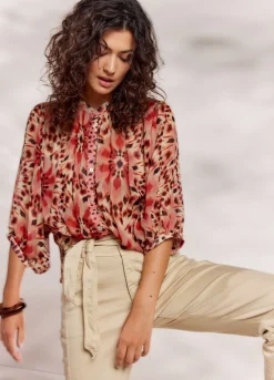 Summum Woman Wijduitlopende Blouse|Vrouwen Blouses