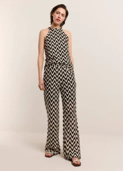 Summum Woman Zigzag Broek Met Wijde Pijp|Vrouwen Broeken & Jumpsuits